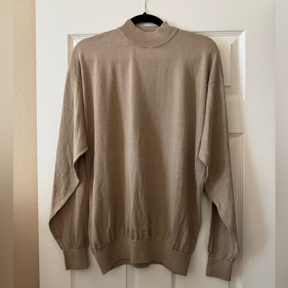 Men's Tan Silk Sweater by Va Bene - Vintage